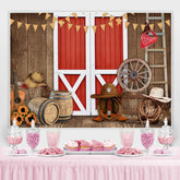 Hölzern Rot Tor Cowboy Thema Sonnenblume Hintergrund für Junge